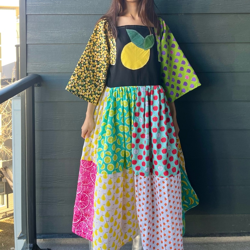 Handmade Fruit Paradise Flavorful Print Bandana Dress | SKU 11045 Lemon